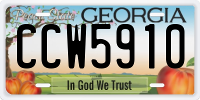 GA license plate CCW5910