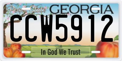 GA license plate CCW5912
