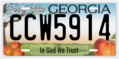 GA license plate CCW5914