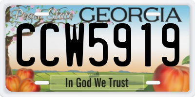 GA license plate CCW5919