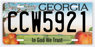 GA license plate CCW5921