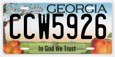 GA license plate CCW5926