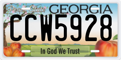 GA license plate CCW5928