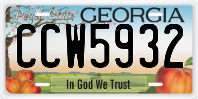 GA license plate CCW5932