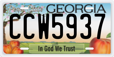 GA license plate CCW5937