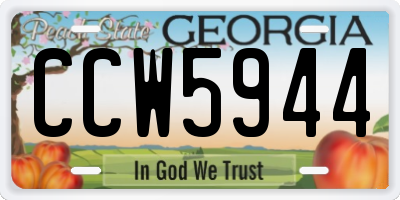GA license plate CCW5944