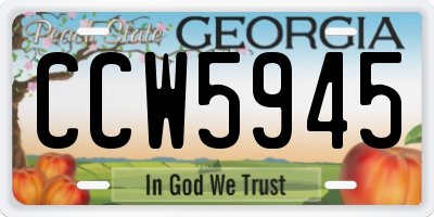 GA license plate CCW5945