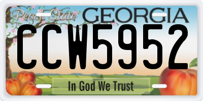 GA license plate CCW5952