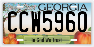 GA license plate CCW5960