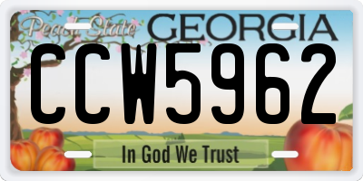 GA license plate CCW5962
