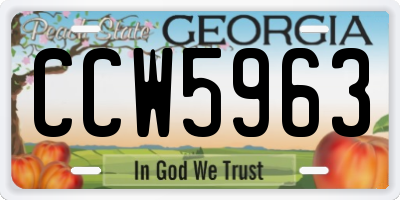 GA license plate CCW5963