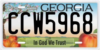 GA license plate CCW5968