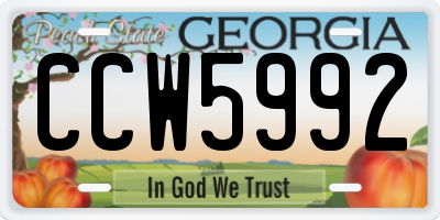 GA license plate CCW5992