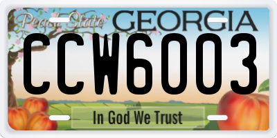 GA license plate CCW6003