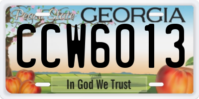 GA license plate CCW6013
