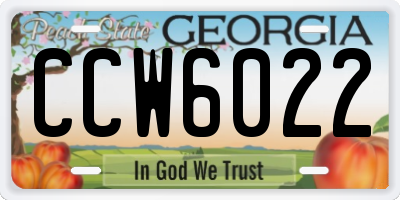 GA license plate CCW6022