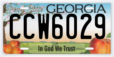 GA license plate CCW6029