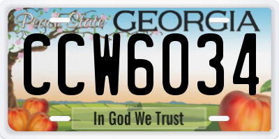 GA license plate CCW6034