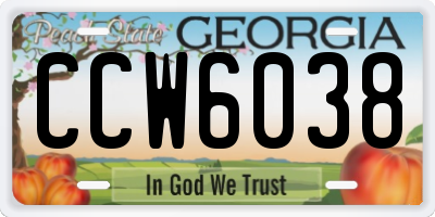 GA license plate CCW6038