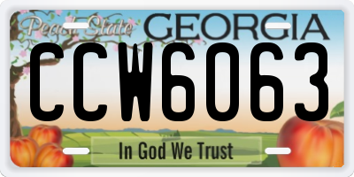 GA license plate CCW6063