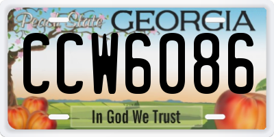 GA license plate CCW6086