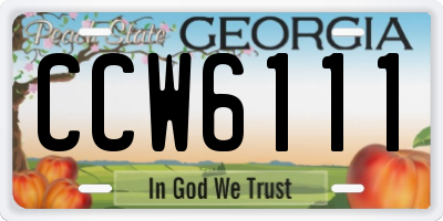 GA license plate CCW6111