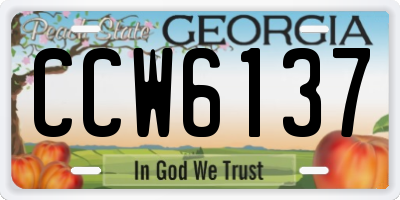 GA license plate CCW6137
