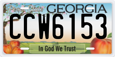 GA license plate CCW6153
