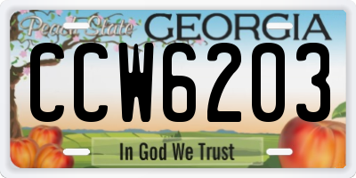 GA license plate CCW6203