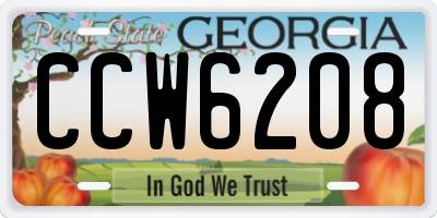 GA license plate CCW6208
