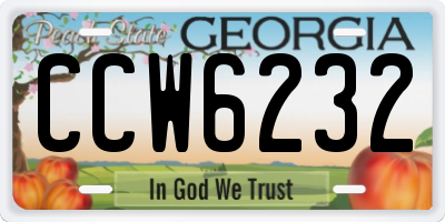 GA license plate CCW6232