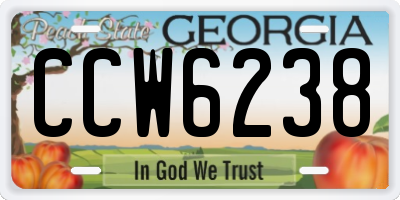 GA license plate CCW6238