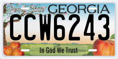 GA license plate CCW6243