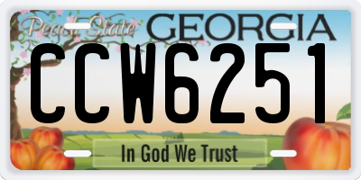 GA license plate CCW6251