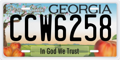 GA license plate CCW6258
