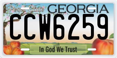 GA license plate CCW6259