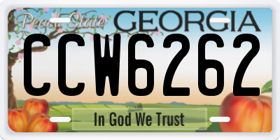 GA license plate CCW6262