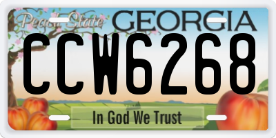 GA license plate CCW6268