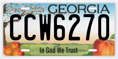 GA license plate CCW6270