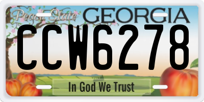GA license plate CCW6278