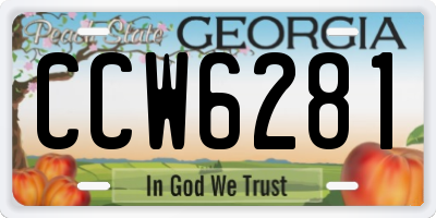 GA license plate CCW6281