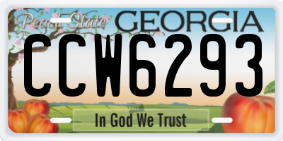 GA license plate CCW6293