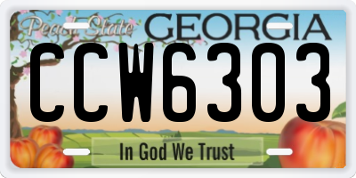 GA license plate CCW6303