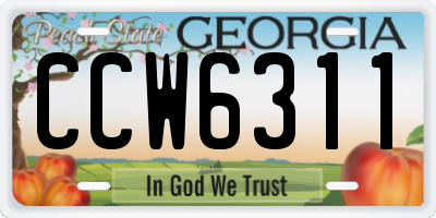 GA license plate CCW6311