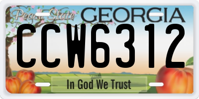 GA license plate CCW6312