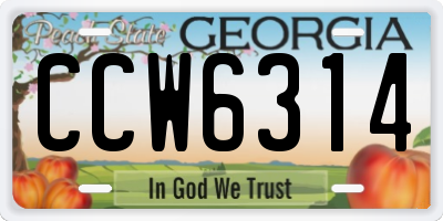 GA license plate CCW6314