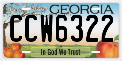 GA license plate CCW6322