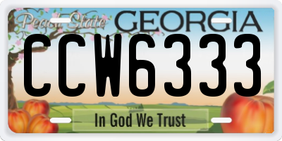 GA license plate CCW6333