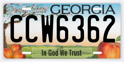 GA license plate CCW6362