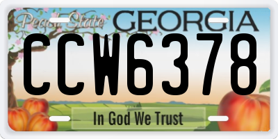 GA license plate CCW6378
